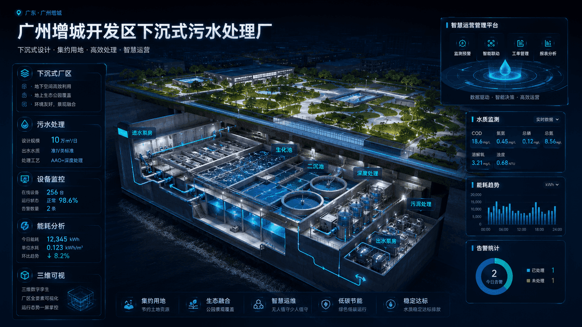 广州增城开发区下沉式污水处理厂示意图